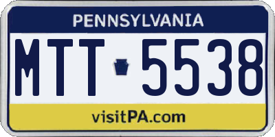 PA license plate MTT5538