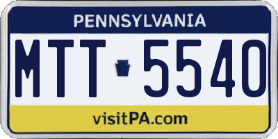 PA license plate MTT5540
