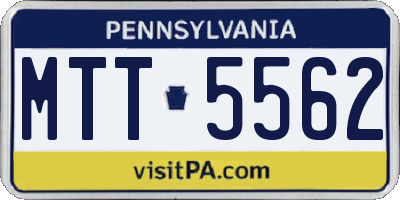 PA license plate MTT5562