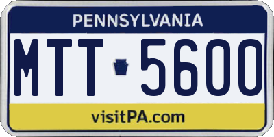 PA license plate MTT5600