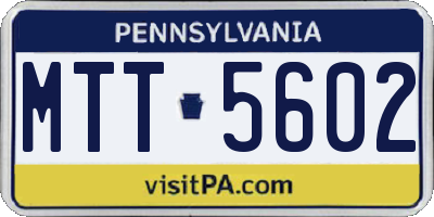 PA license plate MTT5602