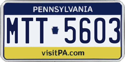 PA license plate MTT5603