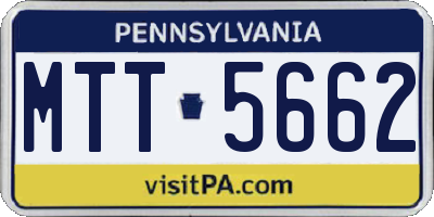PA license plate MTT5662
