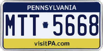 PA license plate MTT5668