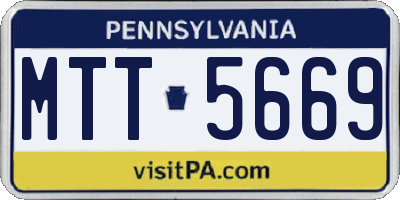 PA license plate MTT5669
