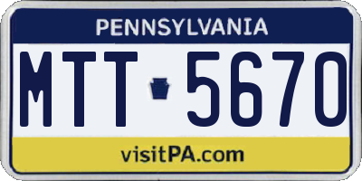 PA license plate MTT5670