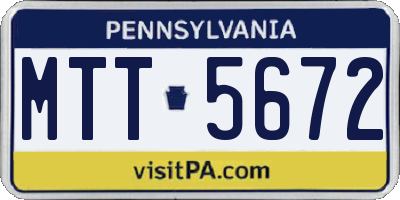 PA license plate MTT5672