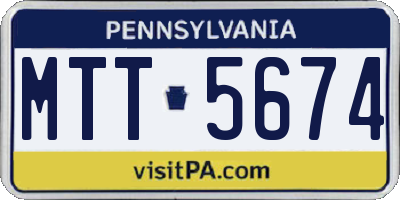 PA license plate MTT5674