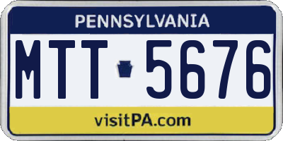 PA license plate MTT5676