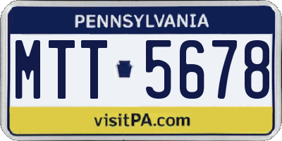 PA license plate MTT5678