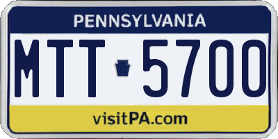 PA license plate MTT5700
