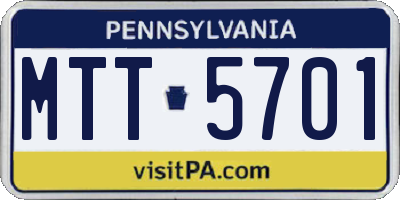PA license plate MTT5701