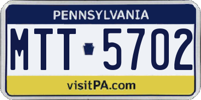 PA license plate MTT5702