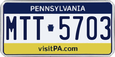 PA license plate MTT5703