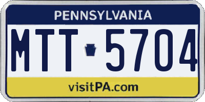 PA license plate MTT5704