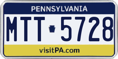 PA license plate MTT5728