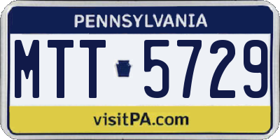PA license plate MTT5729