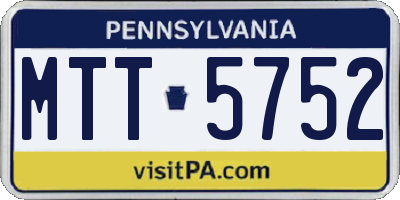 PA license plate MTT5752