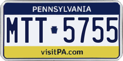 PA license plate MTT5755