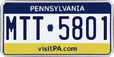 PA license plate MTT5801