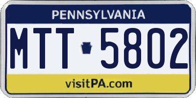 PA license plate MTT5802
