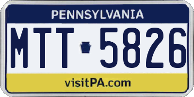 PA license plate MTT5826