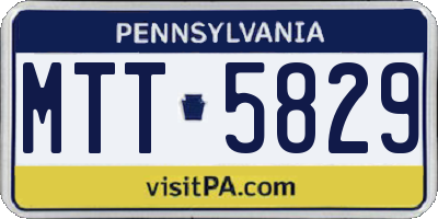 PA license plate MTT5829