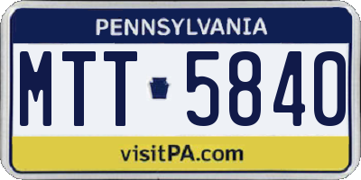 PA license plate MTT5840