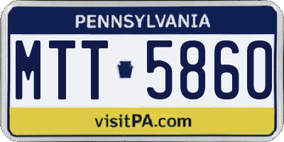 PA license plate MTT5860