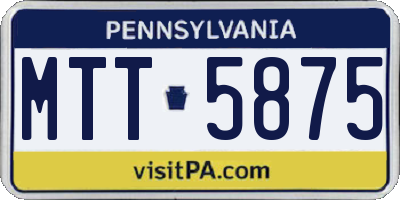 PA license plate MTT5875