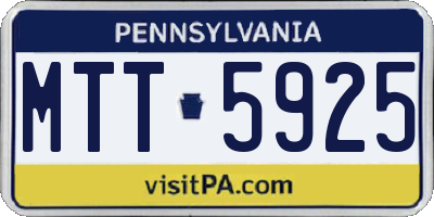 PA license plate MTT5925
