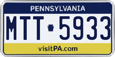 PA license plate MTT5933
