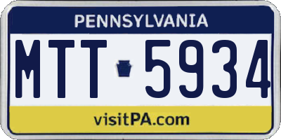 PA license plate MTT5934