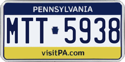 PA license plate MTT5938