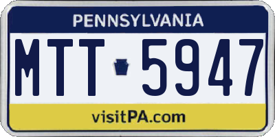 PA license plate MTT5947
