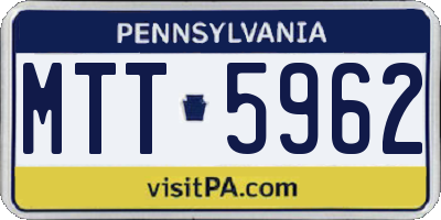 PA license plate MTT5962