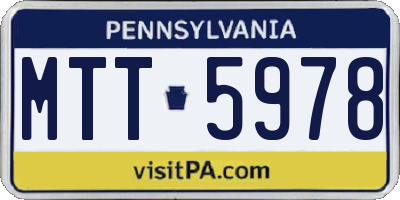 PA license plate MTT5978