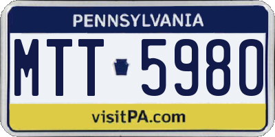 PA license plate MTT5980