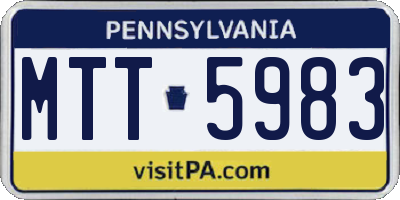PA license plate MTT5983