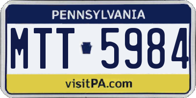 PA license plate MTT5984