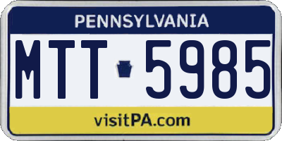 PA license plate MTT5985