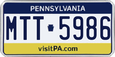 PA license plate MTT5986