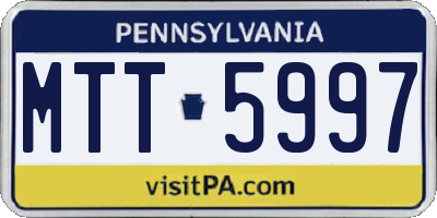 PA license plate MTT5997