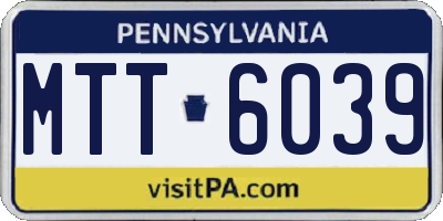 PA license plate MTT6039