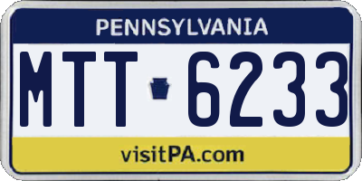 PA license plate MTT6233