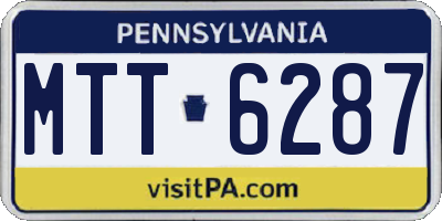PA license plate MTT6287