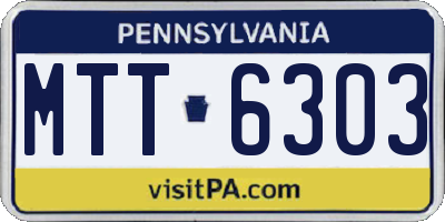PA license plate MTT6303