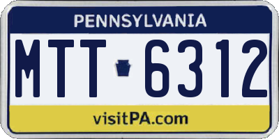 PA license plate MTT6312