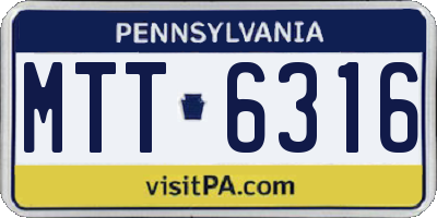 PA license plate MTT6316