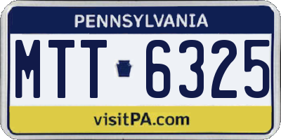 PA license plate MTT6325